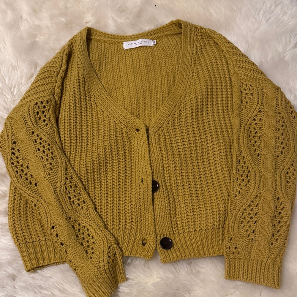 Cozy Mustard Knit Cardigan